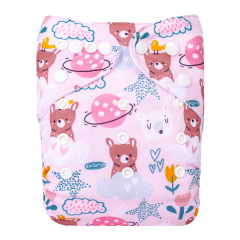 ALVABABY Positioning Cloth Diaper - One Size Adjustable Washable & Reusable Diaper for Babies and Toddlers (Bear, YDP208A)