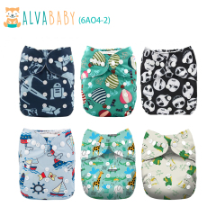 6-Pack All In One Diapers - One Size Adjustable & Reusable AIO Cloth Diaper for Infants & Toddlers