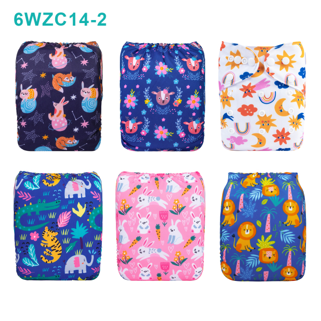 Warehouse Clearance: 6-Pack Baby Cloth Diapers with 6 Microfiber Inserts | One Size Adjustable