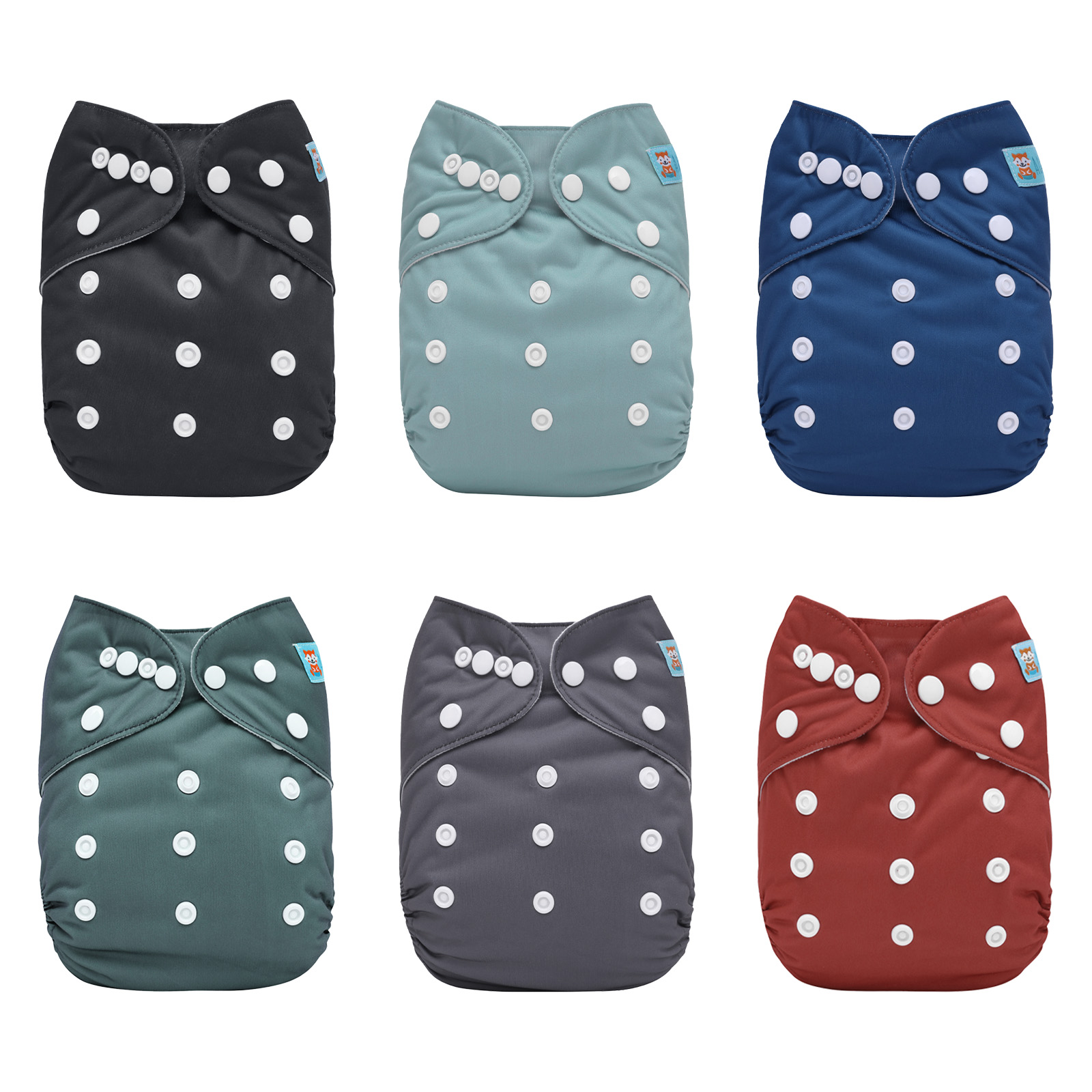 (MCF) 6-Pack Cloth Diapers with 12 Microfiber Inserts 6BM107A