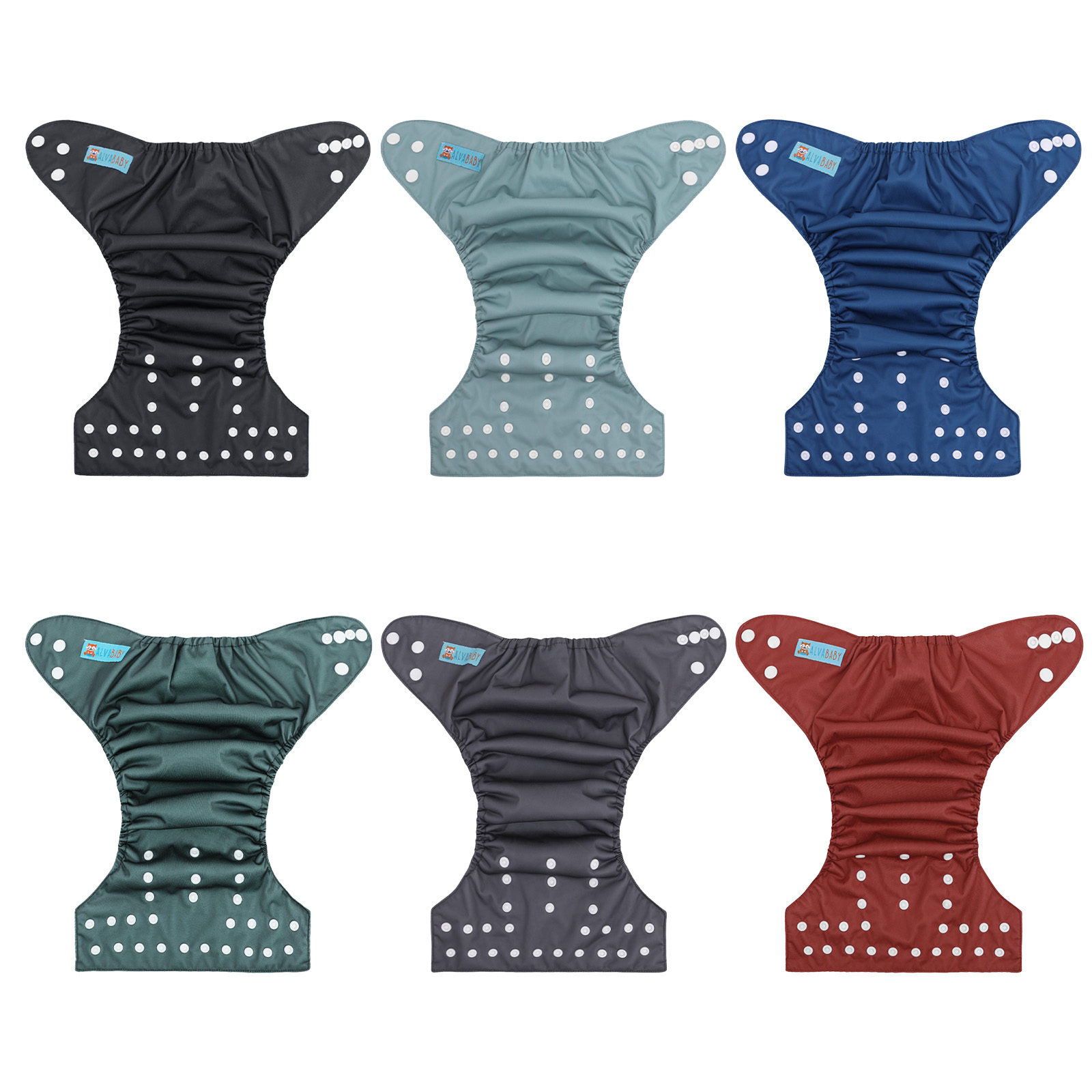 (MCF) 6-Pack Cloth Diapers with 12 Microfiber Inserts 6BM107A