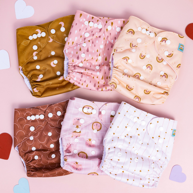 (MCF) 6-Pack Cloth Diapers with 12 Microfiber Inserts 6DM104A