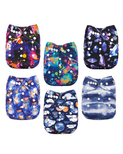 (MCF) 6-Pack Cloth Diapers with 12 Microfiber Inserts 6DM116A