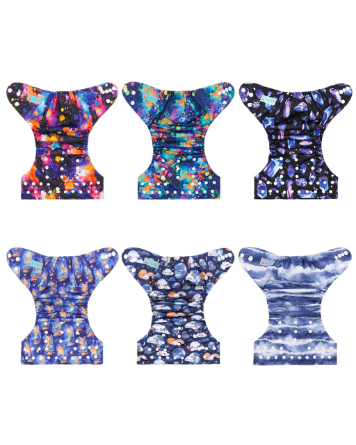 (MCF) 6-Pack Cloth Diapers with 12 Microfiber Inserts 6DM116A