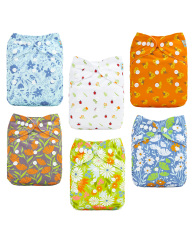 (MCF) 6-Pack Cloth Diapers with 12 Microfiber Inserts 6DM120A