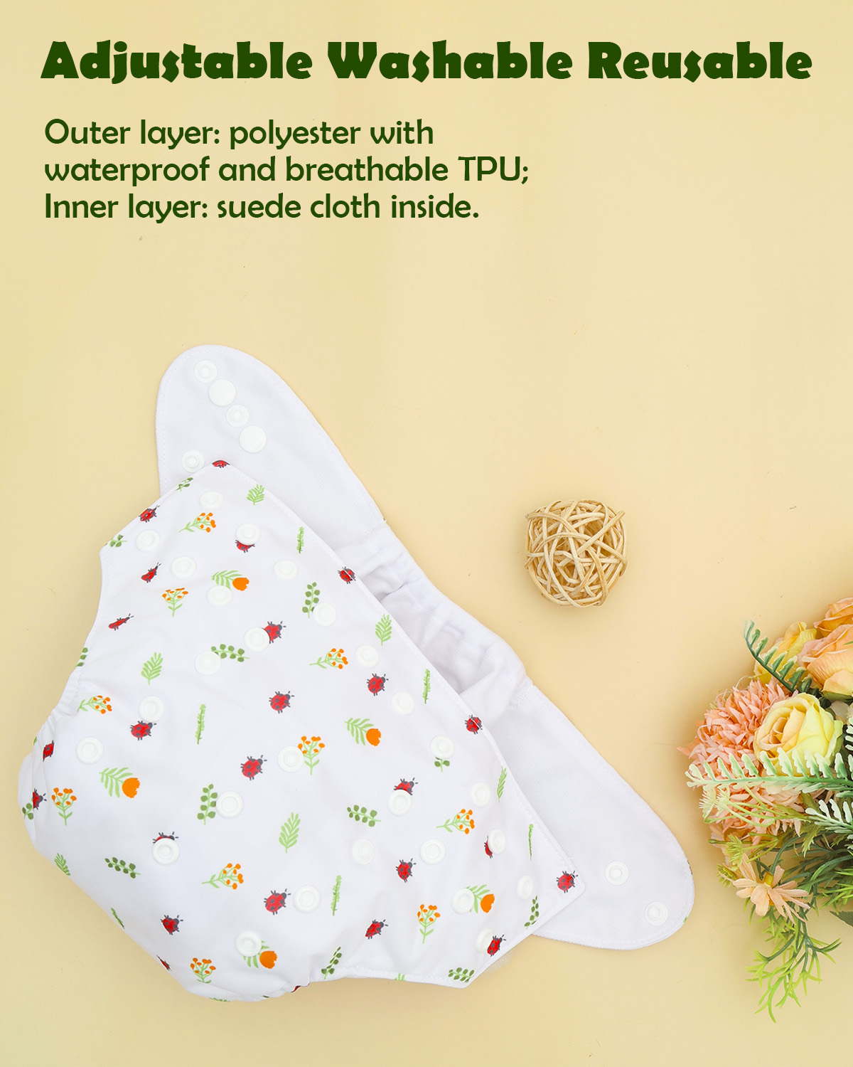 (MCF) 6-Pack Cloth Diapers with 12 Microfiber Inserts 6DM120A