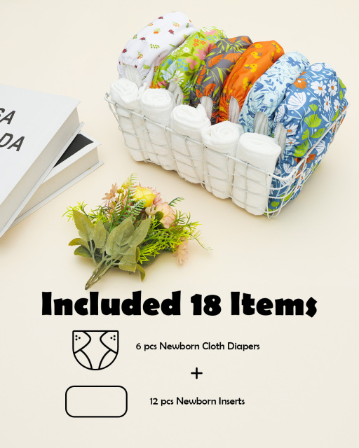 (MCF) 6-Pack Cloth Diapers with 12 Microfiber Inserts 6DM120A