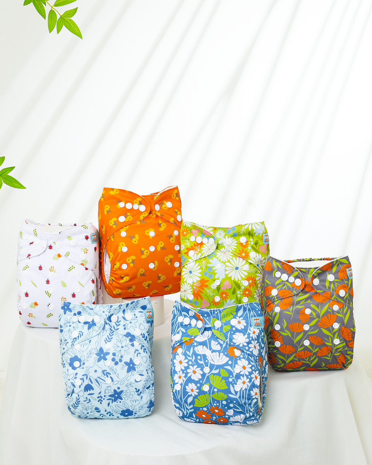 (MCF) 6-Pack Cloth Diapers with 12 Microfiber Inserts 6DM120A