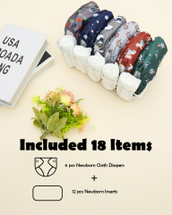 (MCF) 6-Pack Cloth Diapers with 12 Microfiber Inserts 6DM122A