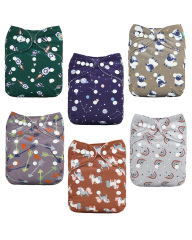 (MCF) 6-Pack Cloth Diapers with 12 Microfiber Inserts 6DM122A