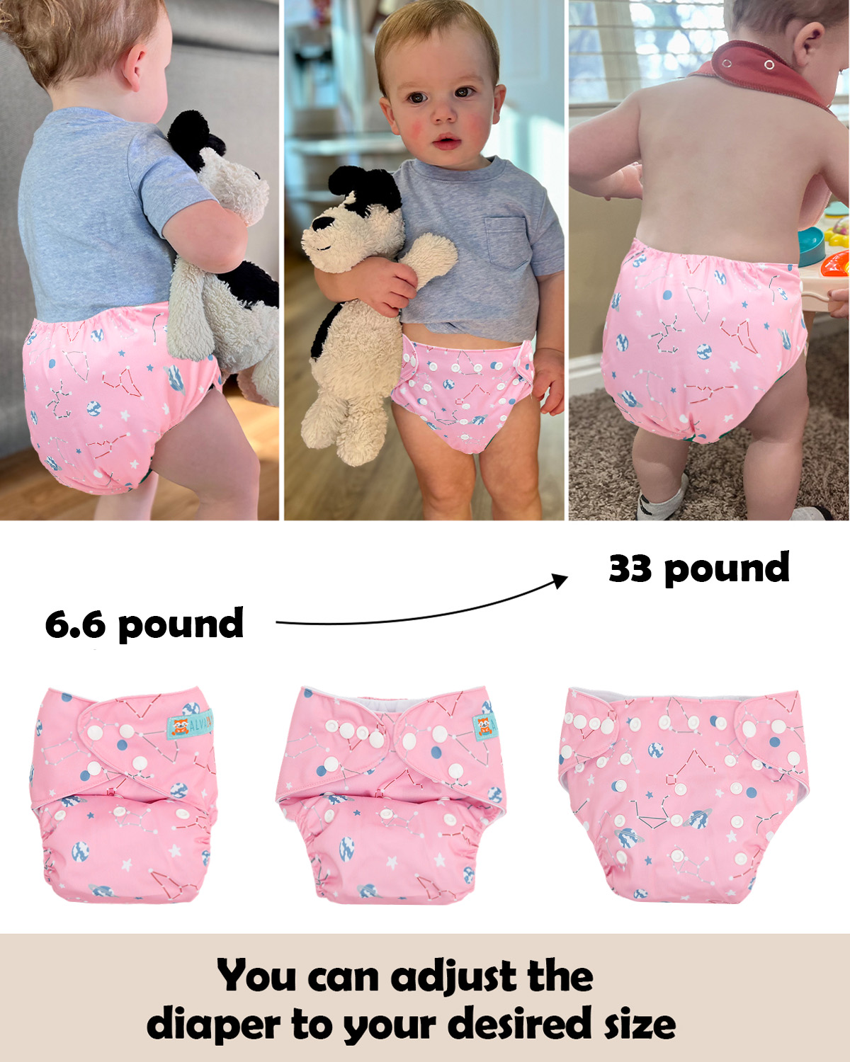 (MCF) 6-Pack Cloth Diapers with 12 Microfiber Inserts 6DM123A
