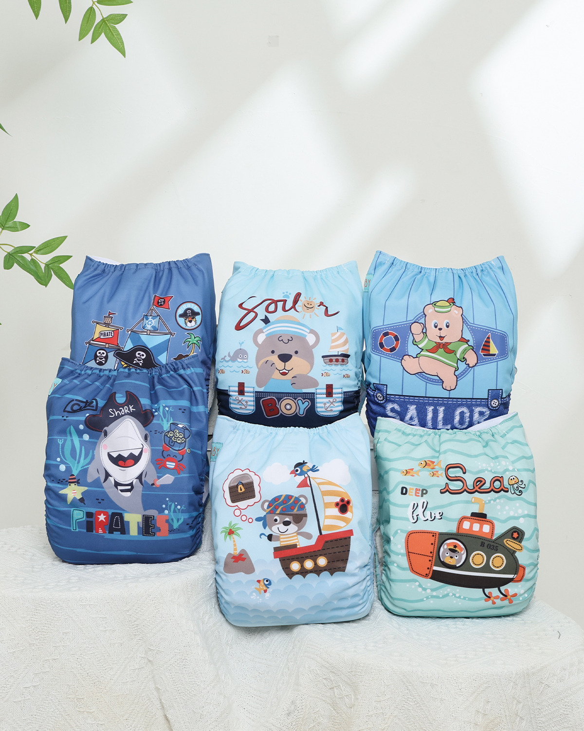 (MCF) 6-Pack Cloth Diapers with 12 Microfiber Inserts 6DM133A