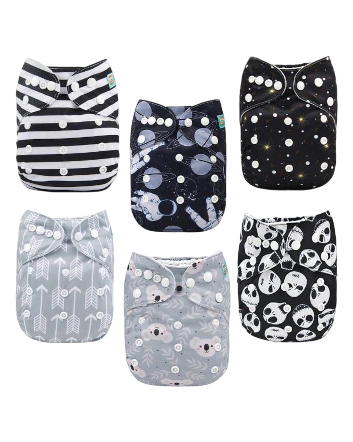 (MCF) 6-Pack Cloth Diapers with 12 Microfiber Inserts 6DM80A