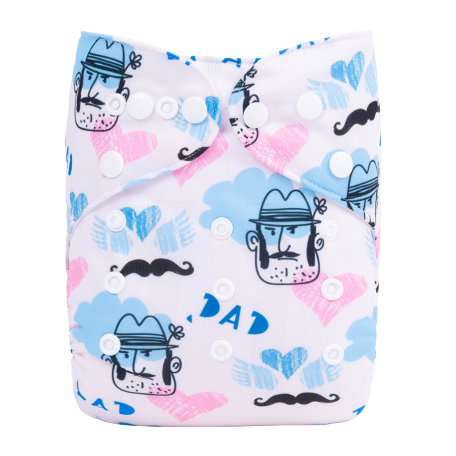 ALVABABY Positioning Cloth Diaper - One Size Adjustable Washable & Reusable Diaper for Babies and Toddlers (Love Dad, YDP145A)