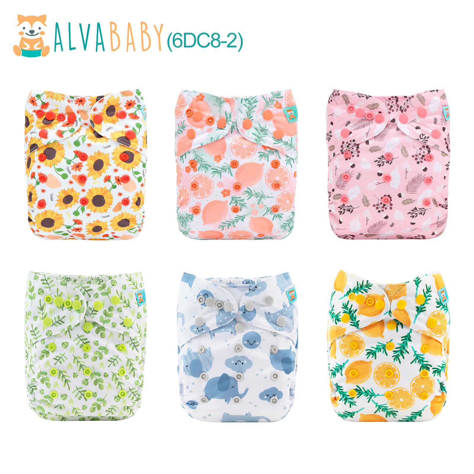 6-Pack Cloth Diaper Covers - One Size Adjustable & Reusable Waterproof Diaper Shells for Prefolds or Fitted Diapers