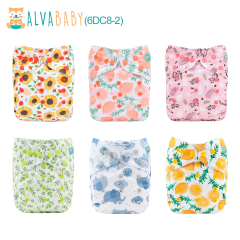 ALVABABY 6PCS Cloth Diaper Covers for Babies One Size Adjustable Reusable Washable Cloth Diaper Shell for Prefold Flat or Fitted Diaper Inserts
