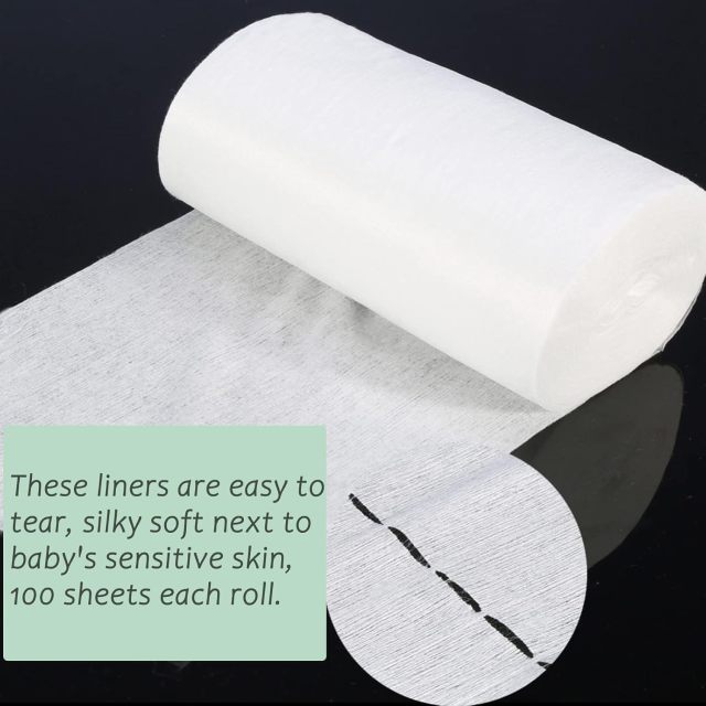 ALVABABY 1 Roll of Bamboo Flushable Liner Disposable Liners for Cloth Diaper (BBT02)