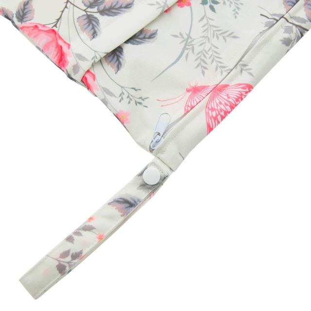 (MCF) 2-Pack Waterproof Diaper Wet Dry Bags (Flowers, L5166A)
