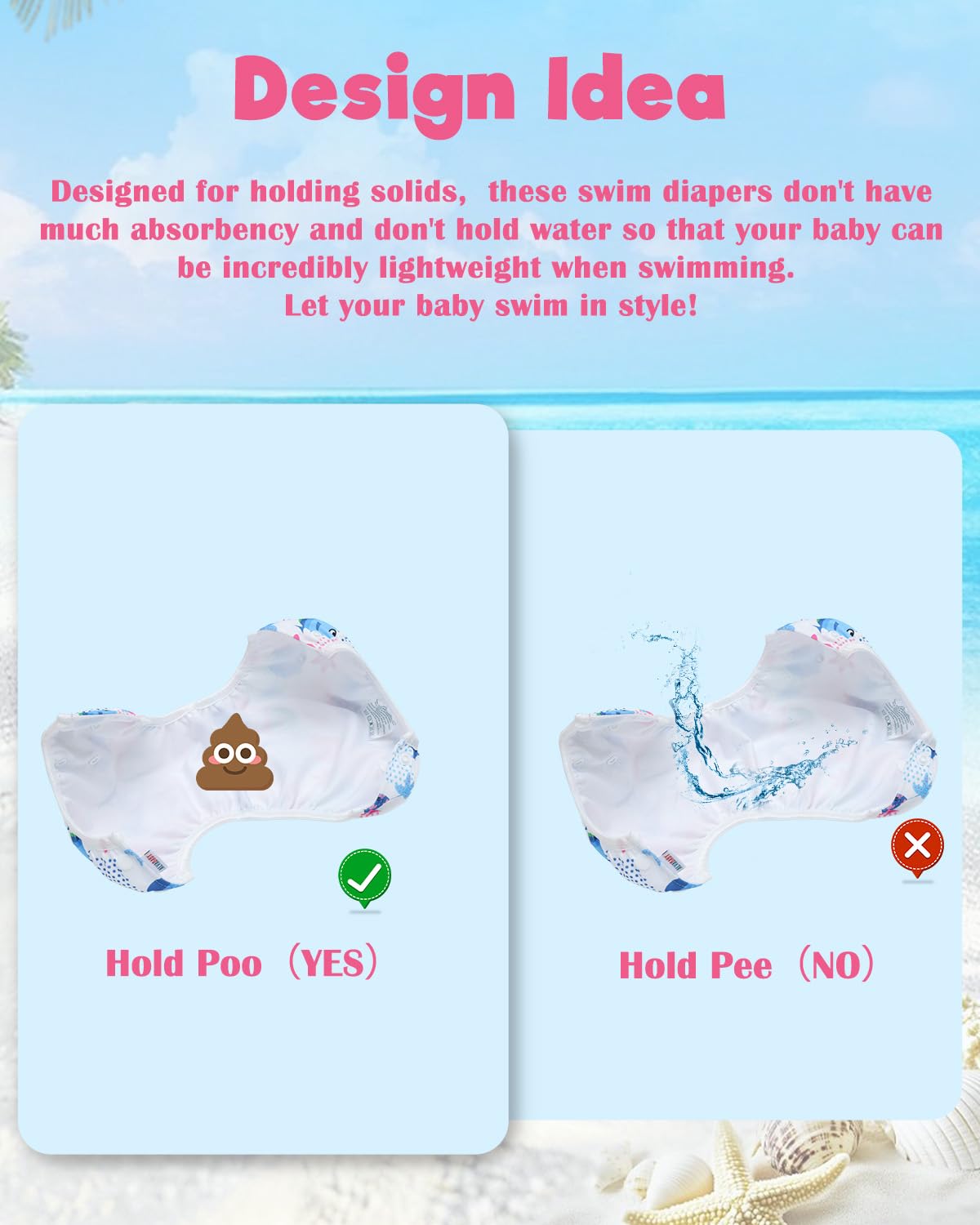 (MCF) 2-Pack Reusable Swim Diapers SW09-10A