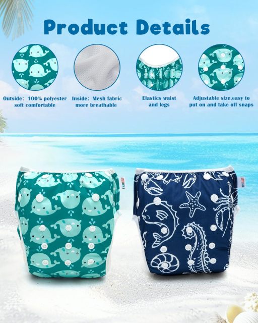 (MCF) 2-Pack Reusable Swim Diaper SW18-21A