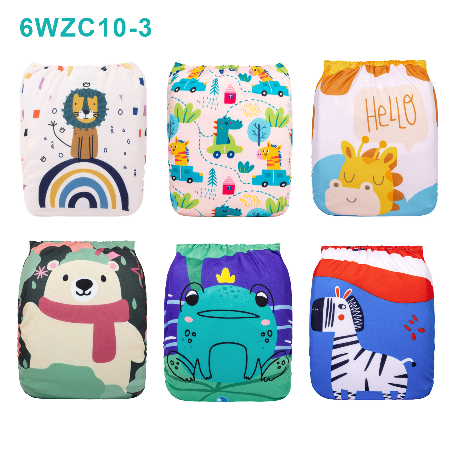Warehouse Clearance: 6-Pack Baby Cloth Diapers with 6 Microfiber Inserts | One Size Adjustable