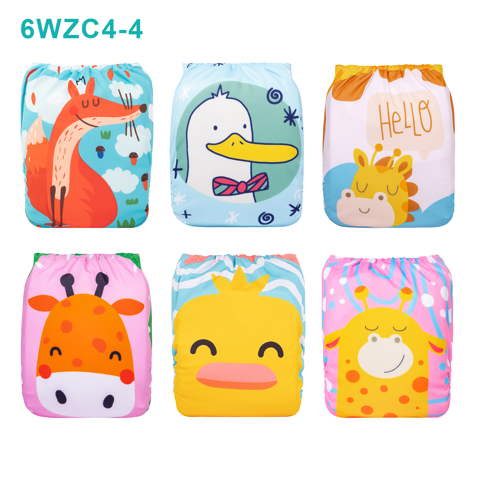 Warehouse Clearance: 6-Pack Baby Cloth Diapers with 6 Microfiber Inserts | One Size Adjustable