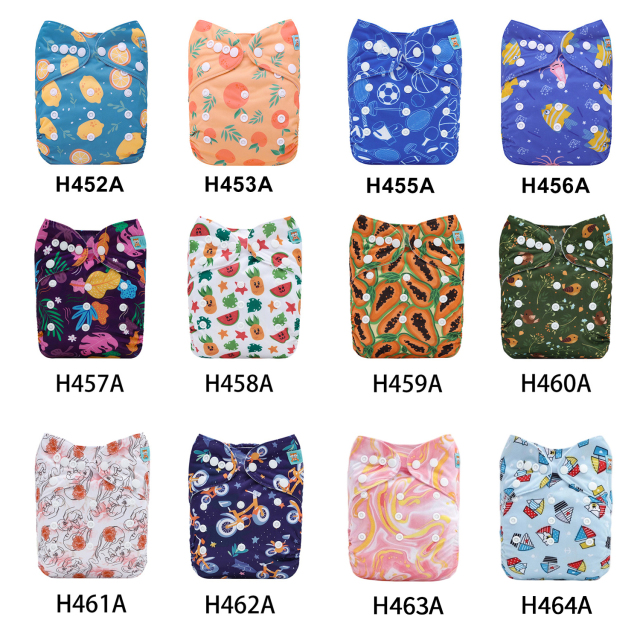 (Multi-packs) 20PCS One Size Regular Print Diapers With 20 Inserts