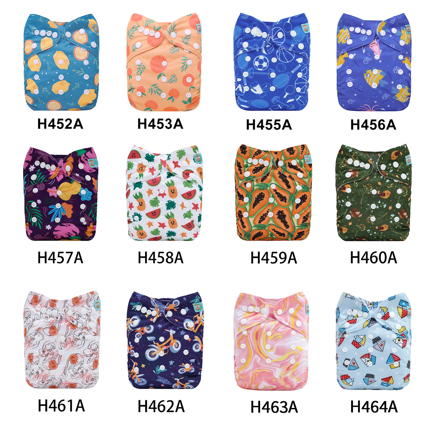 (Multi-packs) 10PCS One Size Regular Print Diapers With 10 Inserts