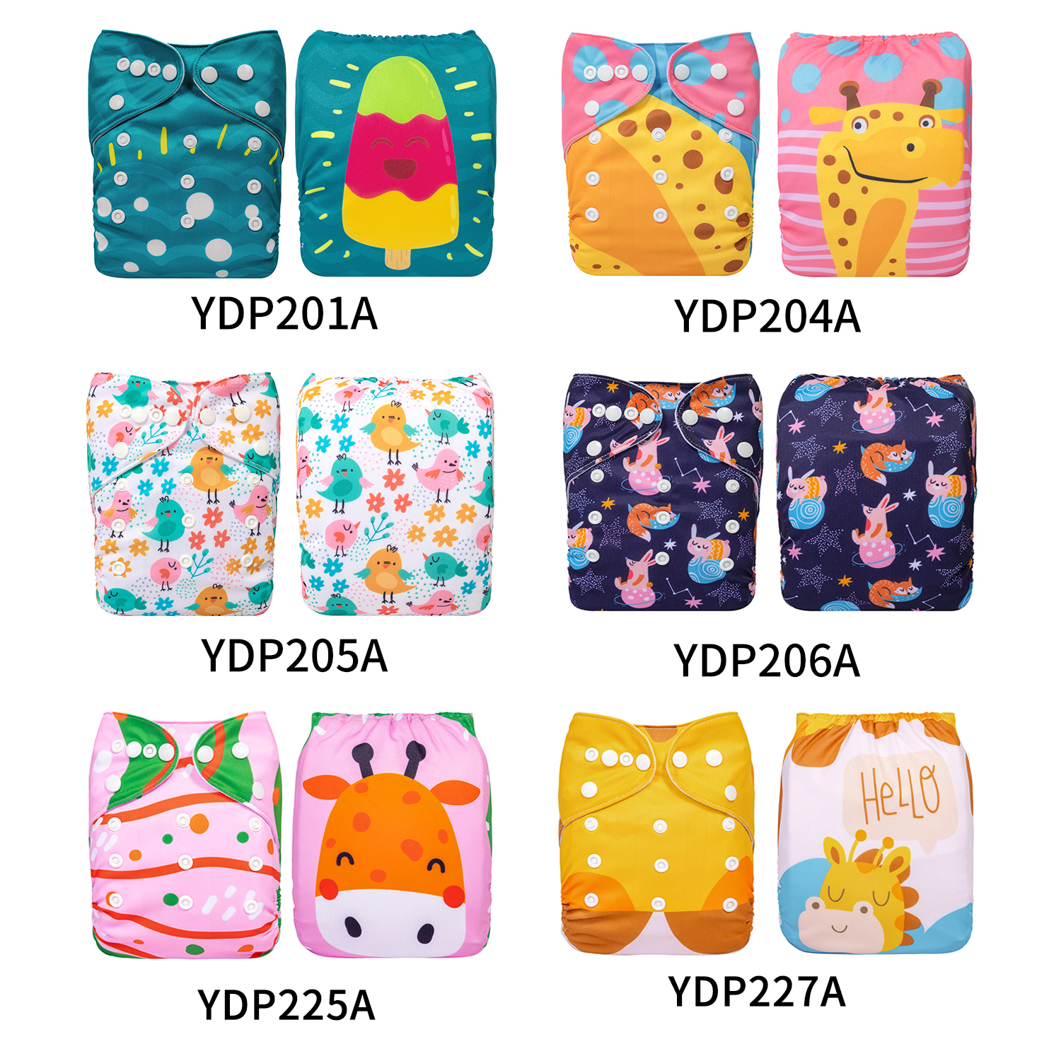 (Multi-packs) 30PCS One Size Positioning Printed Diapers With 30 Inserts
