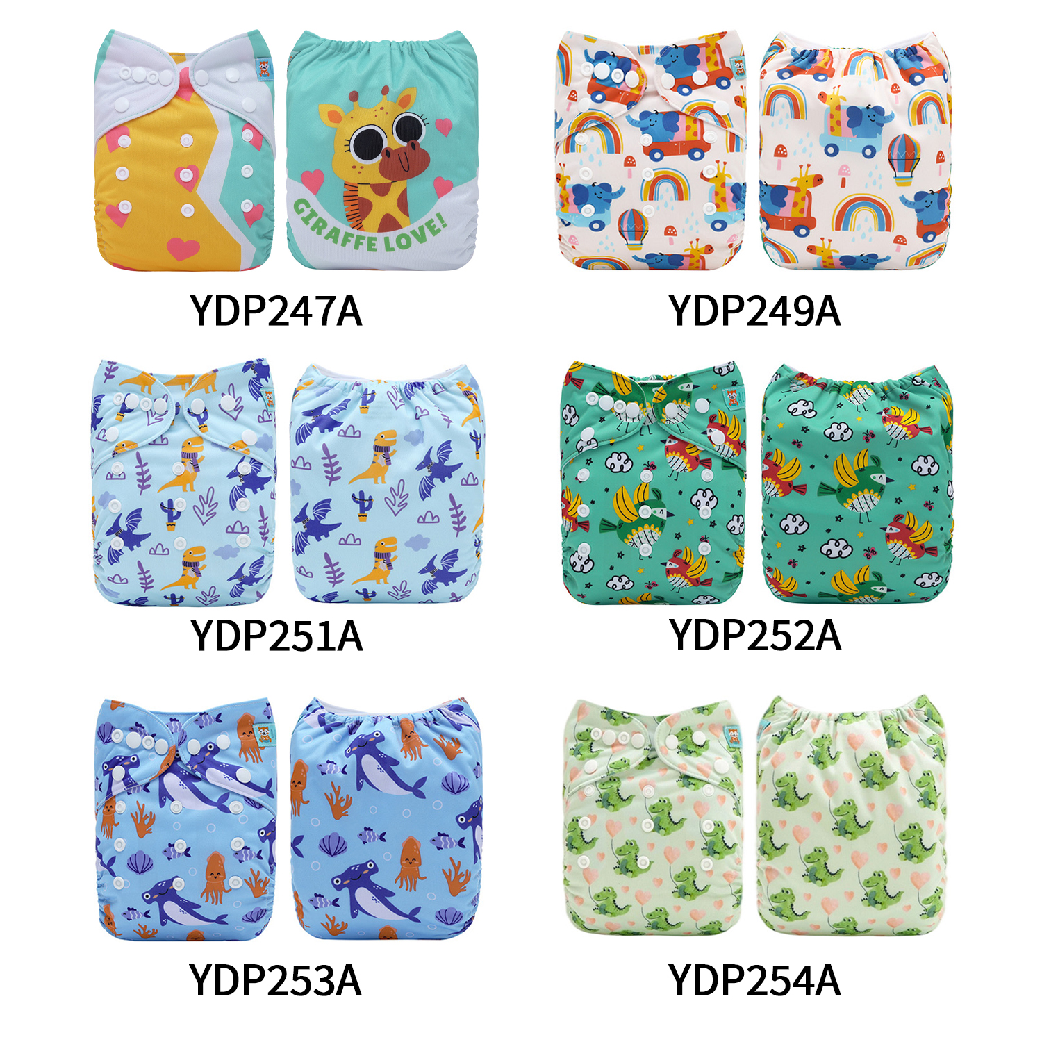 (Multi-packs) 20PCS One Size Positioning Printed Diapers With 20 Inserts