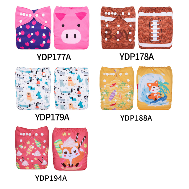 (Multi-packs) 30PCS One Size Positioning Printed Diapers With 30 Inserts
