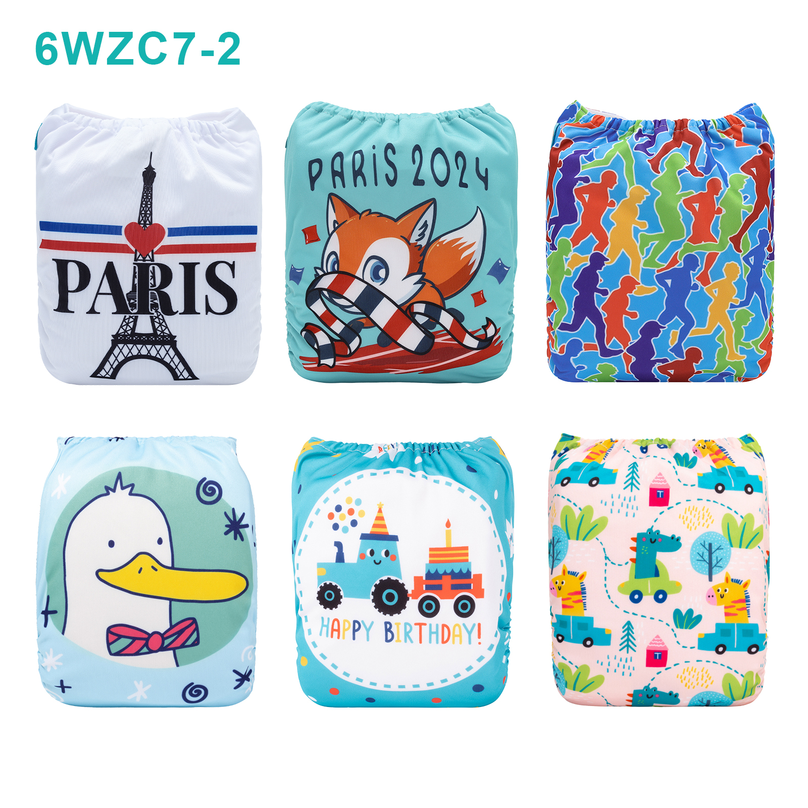 Warehouse Clearance: 6-Pack Baby Cloth Diapers with 6 Microfiber Inserts | One Size Adjustable