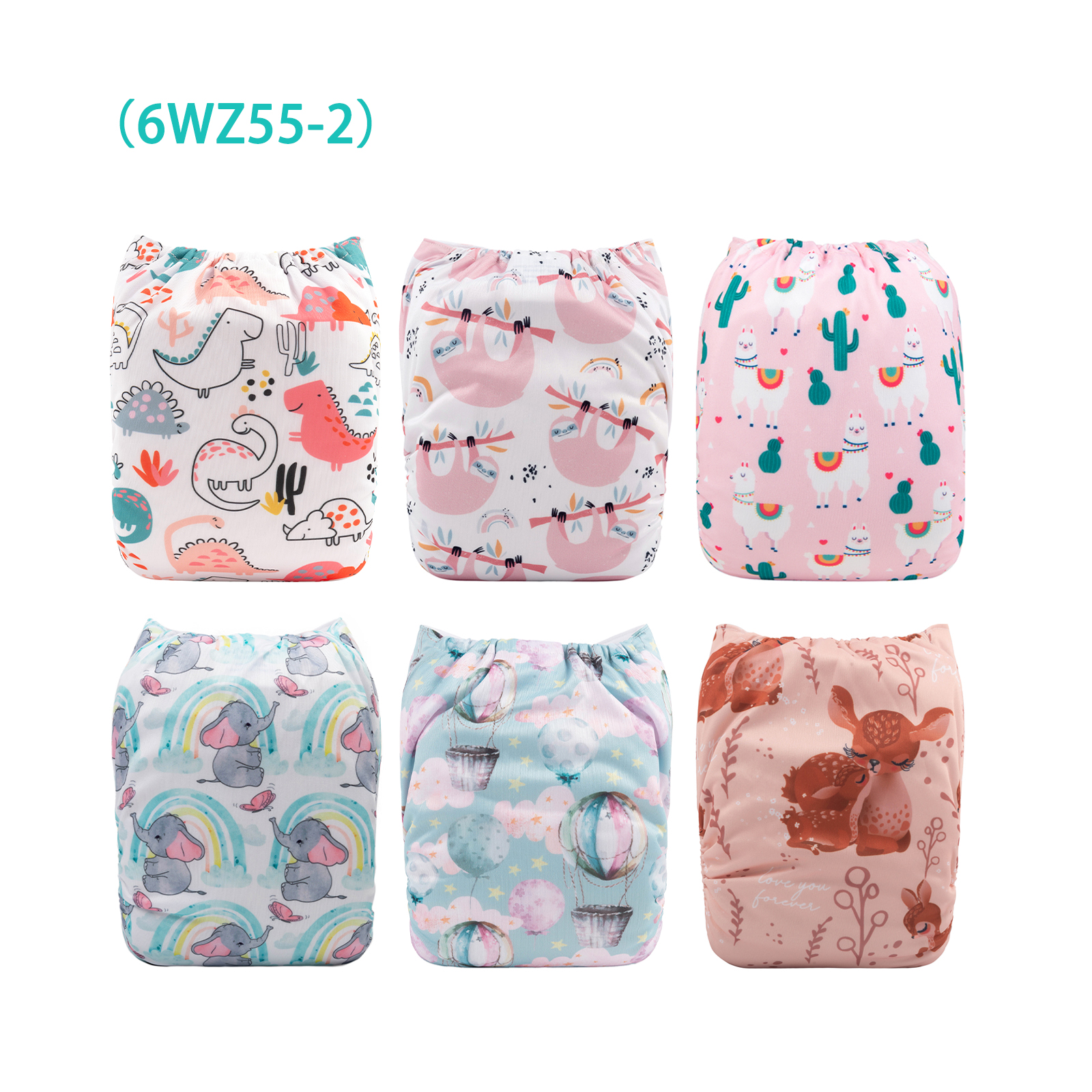 6-Pack Baby Cloth Diapers with 6 Microfiber Inserts - One Size Adjustable & Reusable Pocket Diapers for Infants & Toddlers