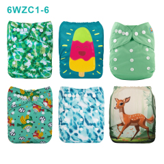 Warehouse Clearance: 6-Pack Baby Cloth Diapers with 6 Microfiber Inserts | One Size Adjustable