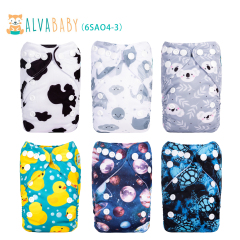 6-Pack Newborn Cloth Diapers with 6 Microfiber Inserts for Infants & Toddlers