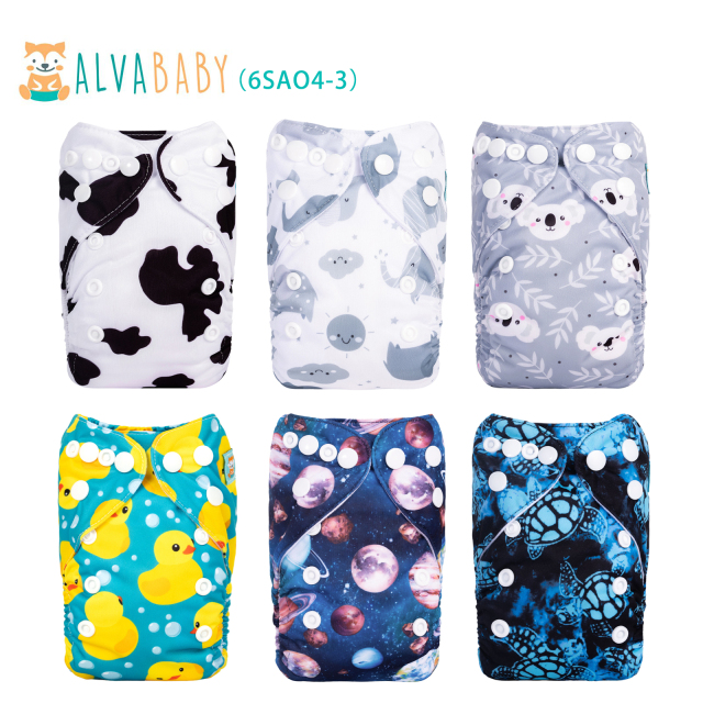 6-Pack Newborn Cloth Diapers with 6 Microfiber Inserts for Infants & Toddlers
