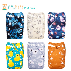 6-Pack Newborn Cloth Diapers with 6 Microfiber Inserts for Infants & Toddlers