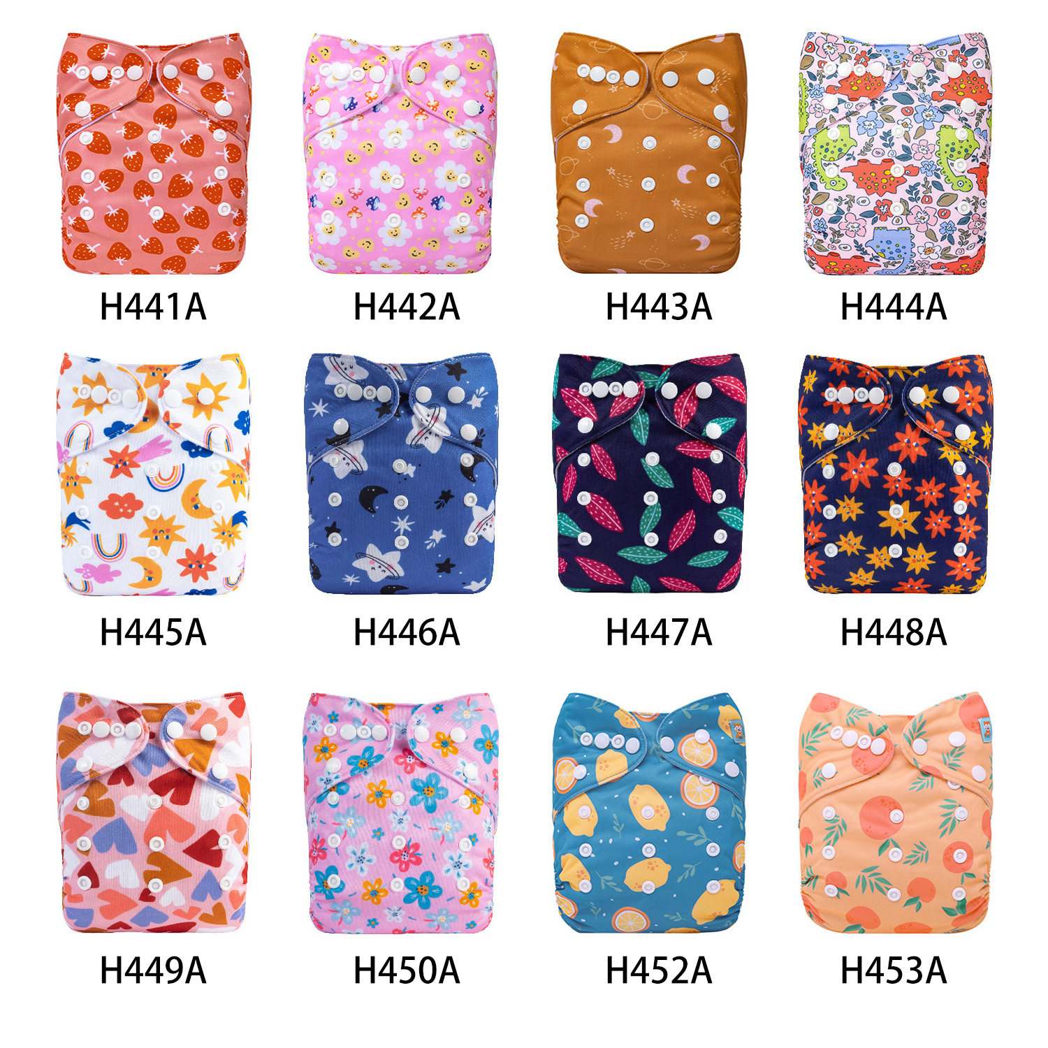 (Multi-packs) 10PCS One Size Regular Print Diapers With 10 Inserts