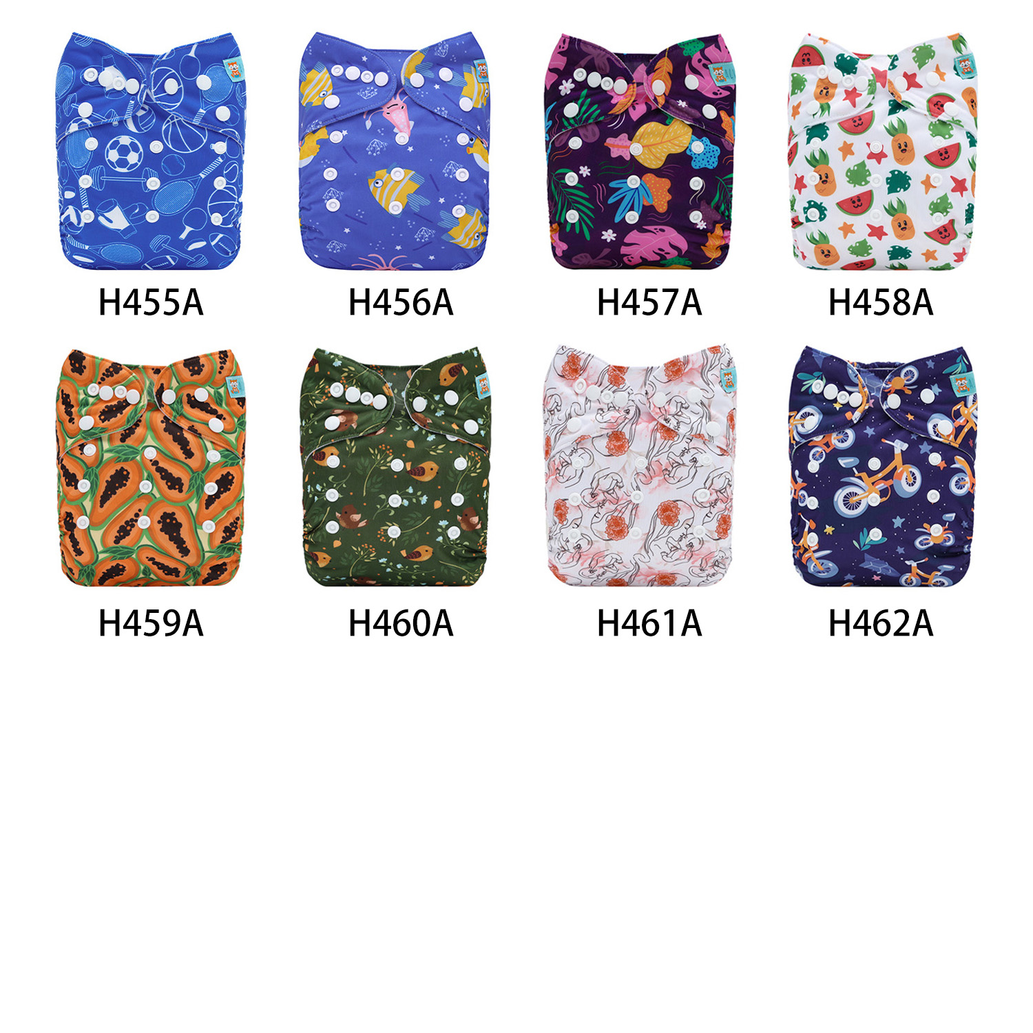 (Multi-packs) 10PCS One Size Regular Print Diapers With 10 Inserts