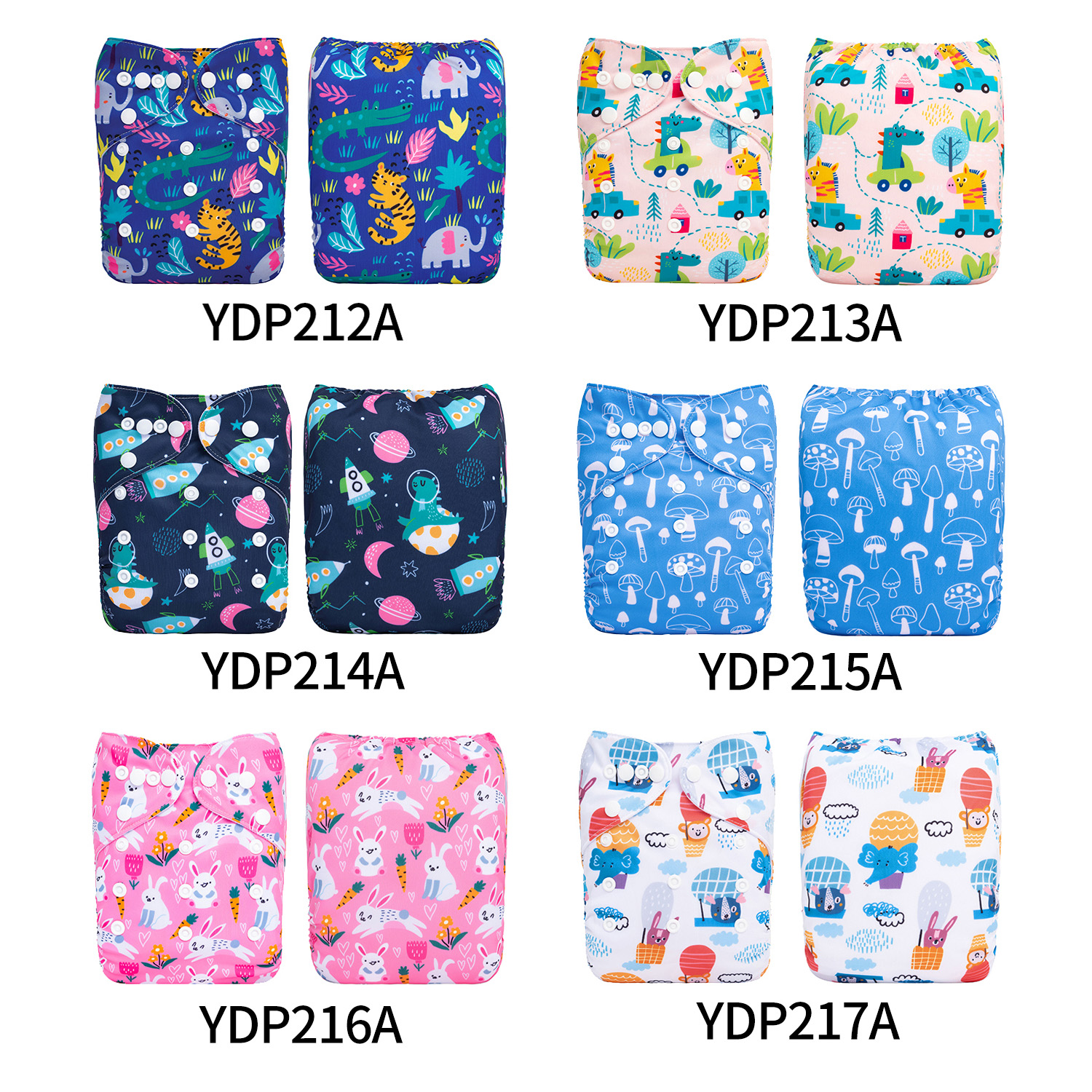 (Multi-packs) 20PCS One Size Positioning Printed Diapers With 20 Inserts