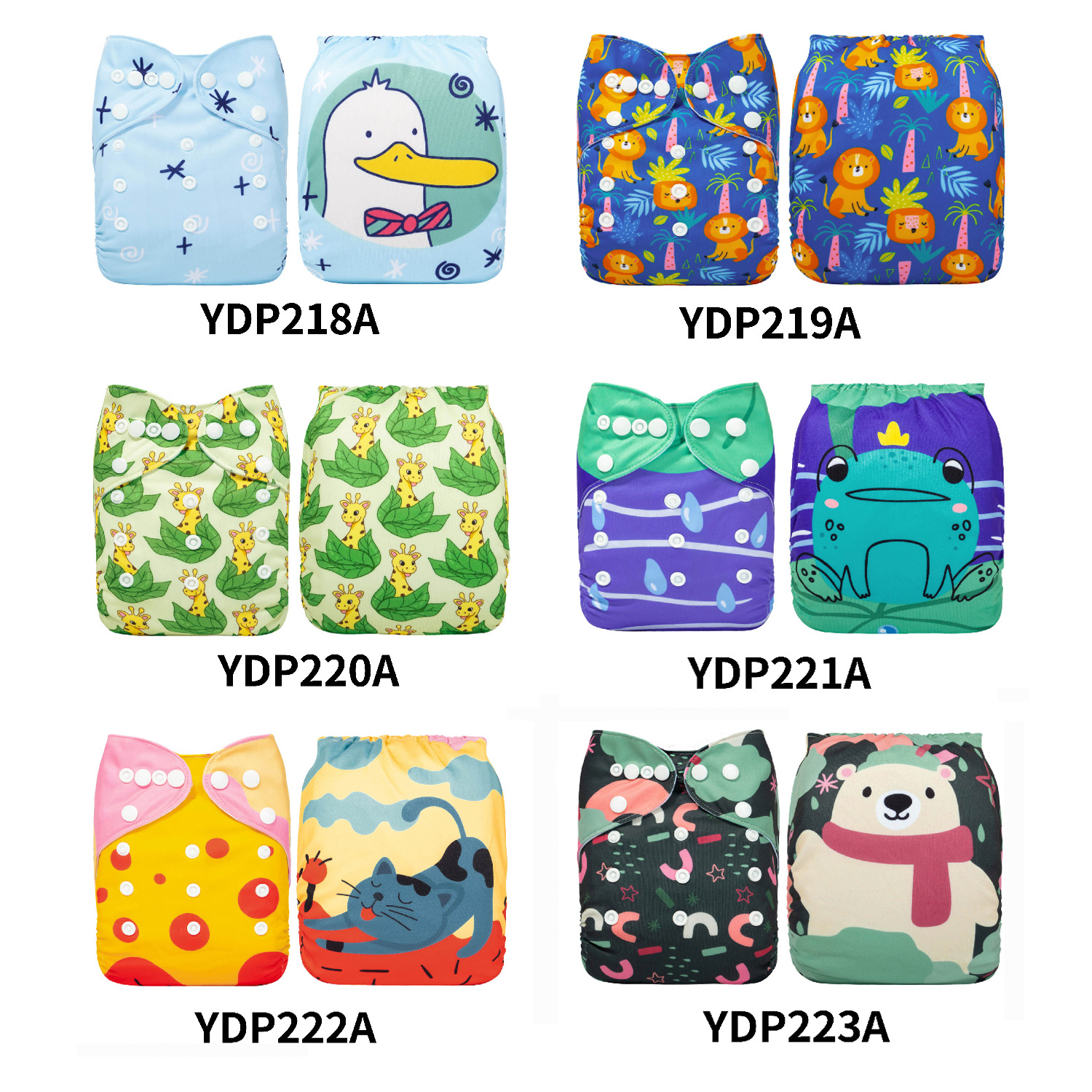 (Multi-packs) 20PCS One Size Positioning Printed Diapers With 20 Inserts