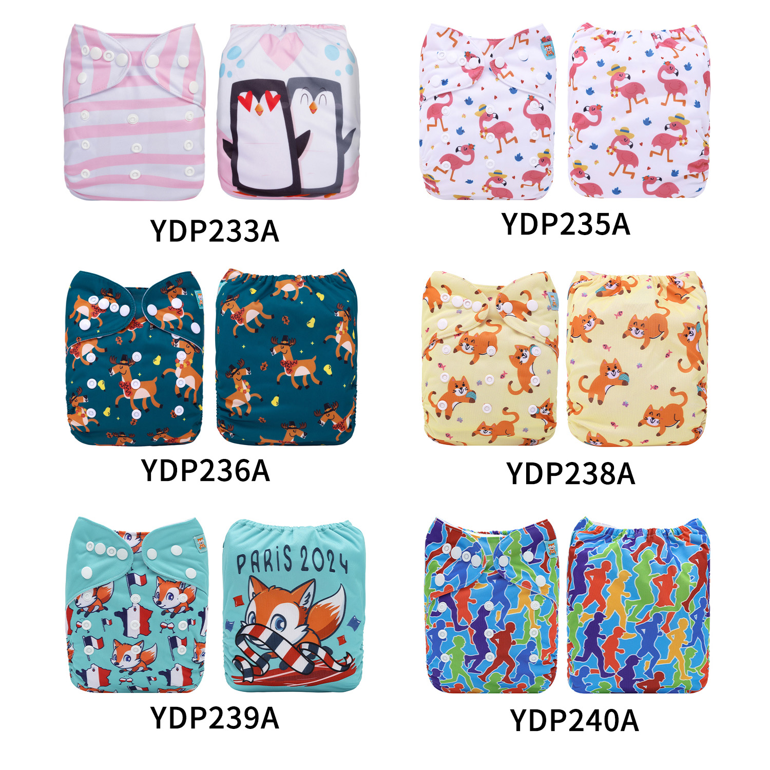 (Multi-packs) 20PCS One Size Positioning Printed Diapers With 20 Inserts