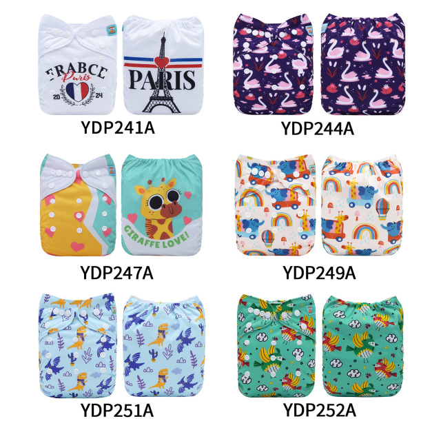 (Multi-packs) 20PCS One Size Positioning Printed Diapers With 20 Inserts