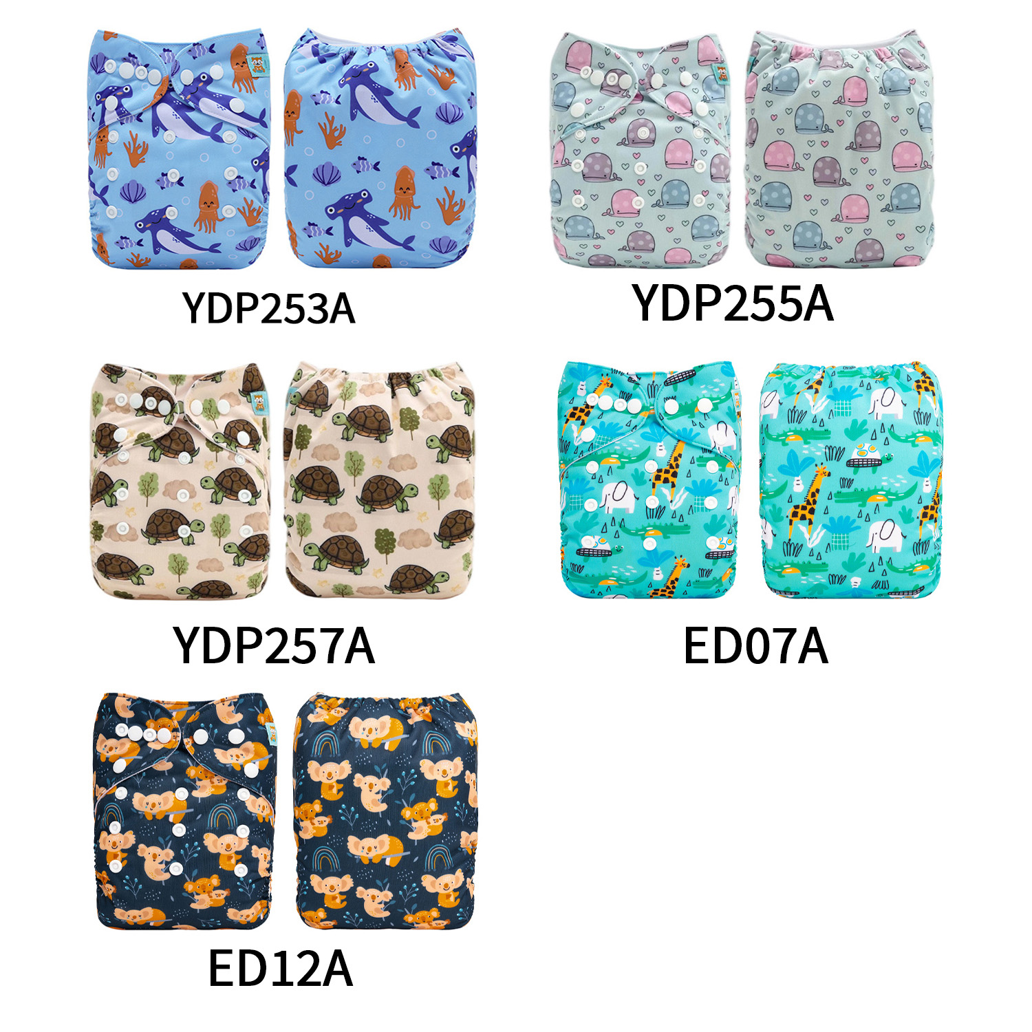 (Multi-packs) 20PCS One Size Positioning Printed Diapers With 20 Inserts