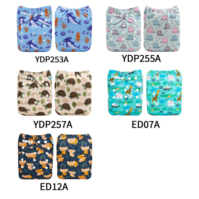 (Multi-packs) 20PCS One Size Positioning Printed Diapers With 20 Inserts