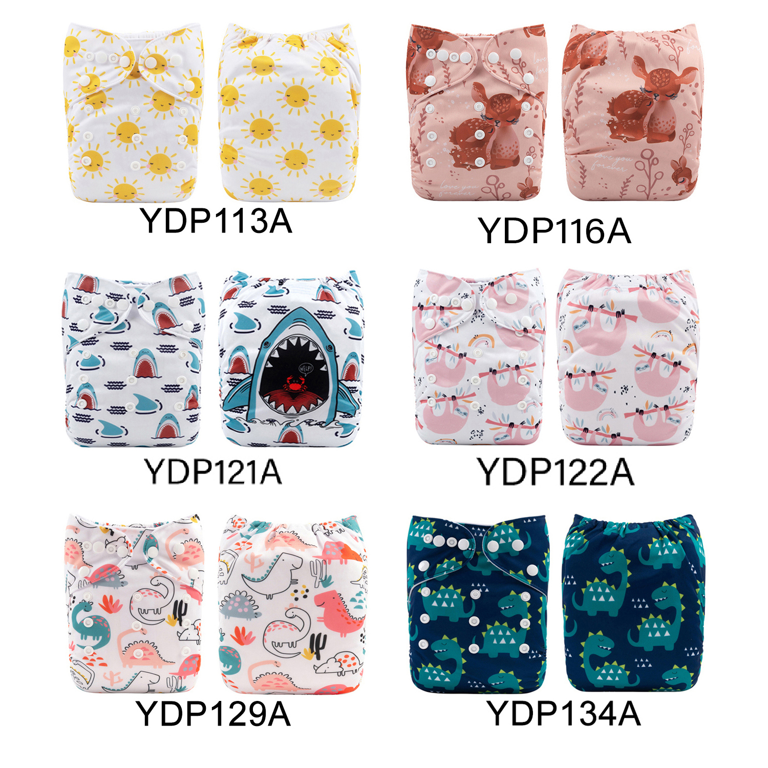 (Multi-packs) 20PCS One Size Positioning Printed Diapers With 20 Inserts