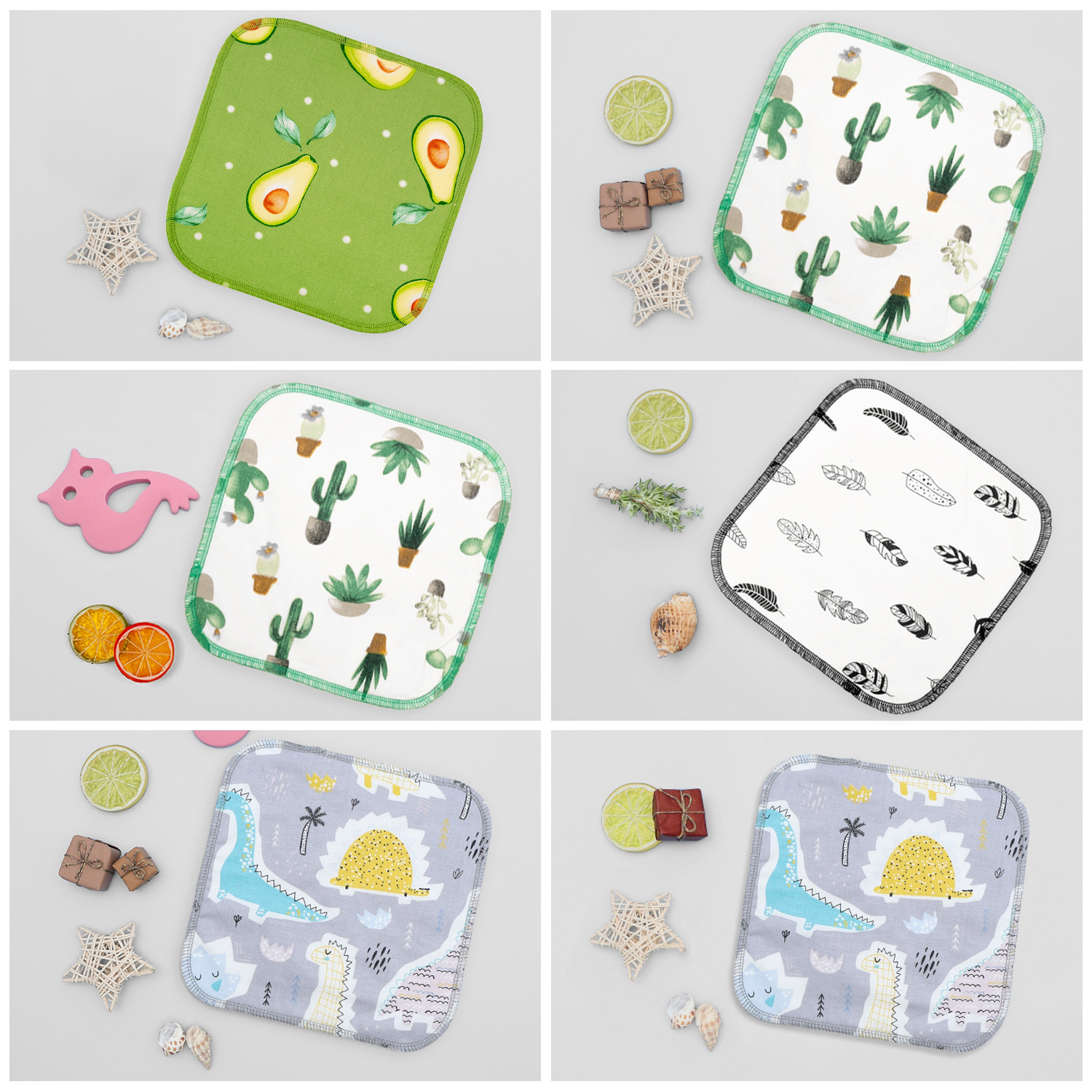ALVABABY Baby Cotton&Bamboo Wipes Soft and Comfortable Saliva Towel (6BW11)