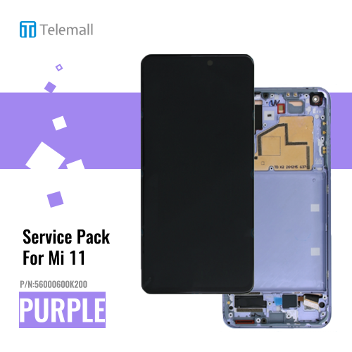 Xiaomi Mi11 ( 5G 2021 ) Display module LCD / Screen + Touch Purple 56000600K200  Service Pack Display