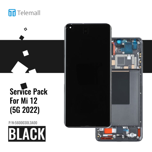 Xiaomi 12 ( 5G 2022 ) Display module LCD / Screen + Touch Black 5600030L3A00 Service Pack Display