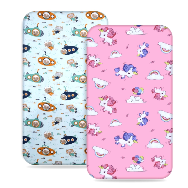2Pack Waterproof Crib Mattress Cover / Machine Washable Extra Soft Breathable Toddler Protector Pad (Standard Size32 x 16")